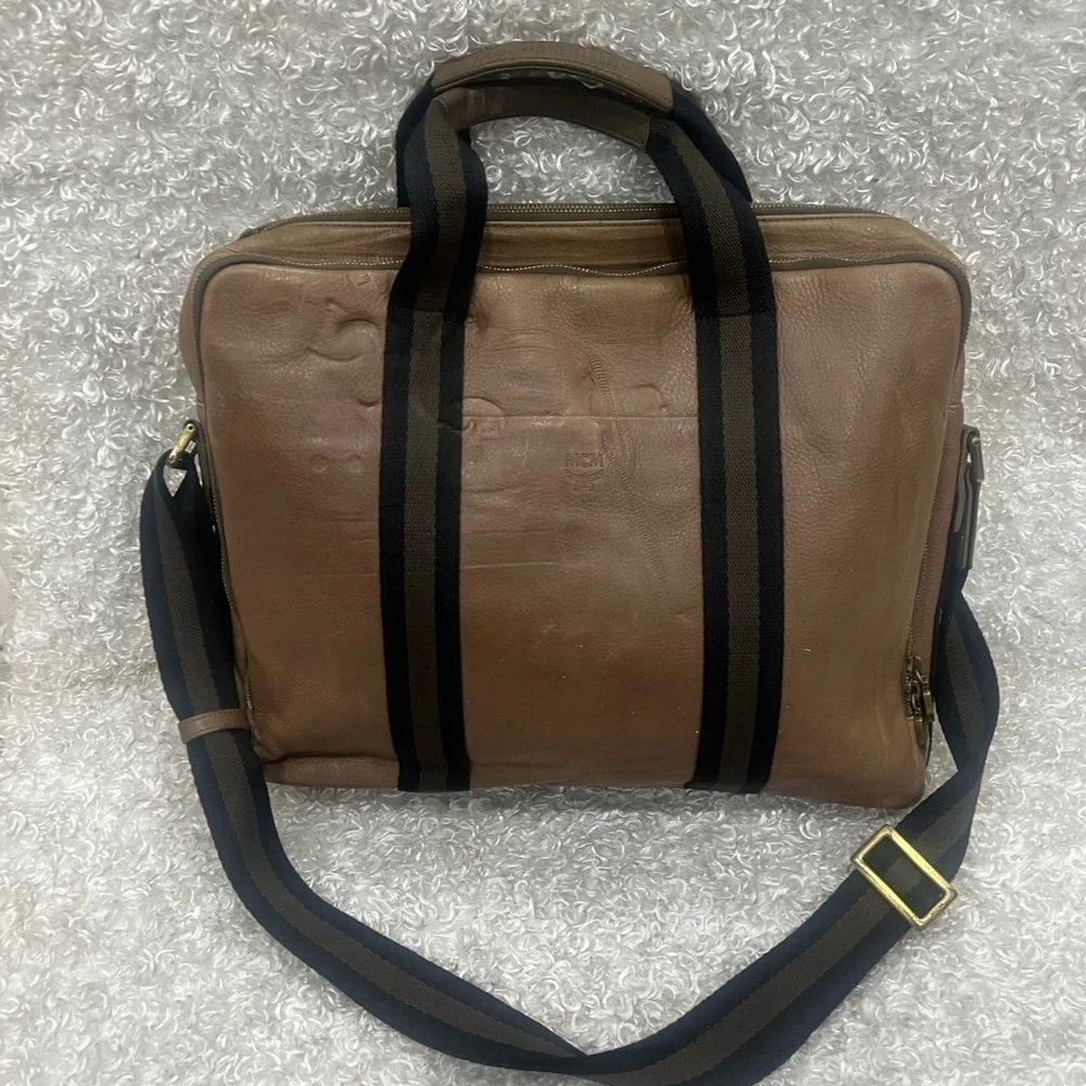 McM briefcase messenger document laptop office sling crossbody bag